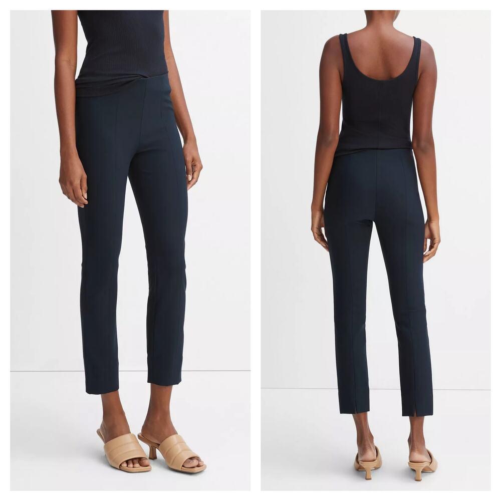 [Vince] Navy Blue Ponte Knit Stitch Front Seam Slim Ankle Pants Work Sz Medium M